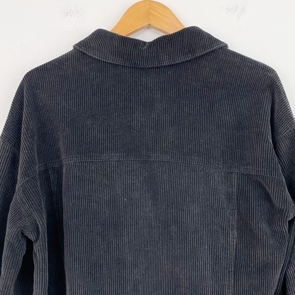 Andree By Unit Boho Gray Dark Button Down Corduroy Frayed Hem Jacket Size Large - Picture 11 of 15